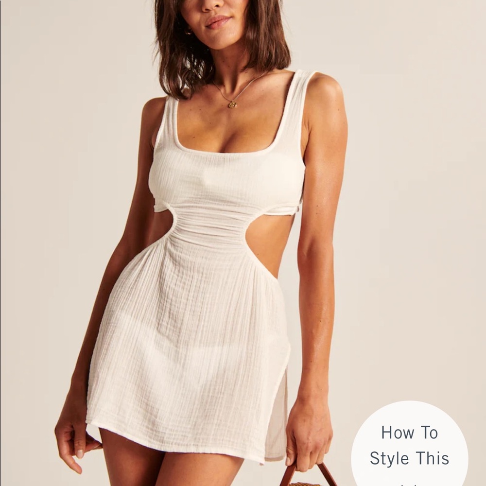 NWT Abercrombie white gauzy mini dress coverup